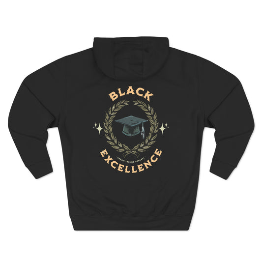Black Excellence Three-Panel Fleece Hoodie